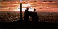 Coruscant Sunset with Obi-Wan Kenobi and Qui-Gon Jinn in the silhouette